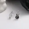 Studörhängen 925 Sterling Silver Asymmetrical Violin Instrument Piercing for Women Wedding Party Trendy Jewelry Gift Pendientes