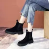 Boots Brand New Chelsea Soft Leather Ankle Booties Women Autumn Slip-On Platform Shoes Fashion Femme Plush Warm Winter Y2209