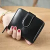 Wallets PU Leather Women Fashion Short Wallet Oil Wax Three-fold Coin Purse Retro Solid Color Zipper Card Holder