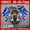 Fairings Tank OEM dla suzuki gsxr 1000 cm3 k2 gsxr-1000 gsxr1000 2001 2002 2002 Body 155NO.80 GSX R1000 1000cc 00-02 GSX-R1000 00 01 02 Otrzymanie formy Fairing Blue Factory