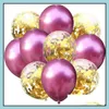 Feestdecoratie 10 stks metalen confetti ballonnen met ribbonbirthday baai douche bruiloft decoraties latex helium globos diy dr yydhhome dhmra