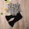 Kleidungssets Kleinkind Kinder Baby Mädchen Herbst Kleidung Leopard Strampler Tops Hosen Leggings Outfits Set