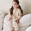 Pajamas BEBEZOO Children Set Baby Girl Boys Cute Flower Sleepwear Long Sleeve Tops Pants 2pcs Home Wear Kids Clothes 220922