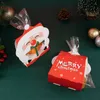 Geschenkwikkeling Stobag 40 -st bij Christmas Kraft Geschenkdoos Raam Candy Cookies Verpakking Kerstman Cute Kids Holiday Happy Year Party Gunst 220922