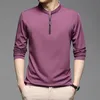 Polos pour hommes Chemises à fermeture éclair Hommes Coton Couleur unie T-shirt à manches longues de haute qualité Slim Fit Casual Camisa T994 220922