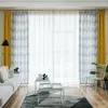 Curtain Yellow Grey Wave Printed Curtains In Living Room Shading Thermal Insulation Modern Two-color Splice Geometric Window Drapes