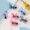 Hair Clips Barrettes Double Deck Three Nsional Barrettes Butterfly Retro Rhinestone Gauze Diy Hair Clips Accessories W Dhseller2010 Dhbye