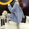 Women's Jackets Streetwear Black Denim Women Korean Fashion Patchwork Hooded Spring Jacket Casual Chaquetas Veste En Jeans Pour Femme