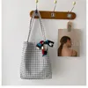 HBP Shoulder Bags New Knitted Fabric Houndstooth Hand Tote Female Large Capacity Soft Girl Shopping Scarf