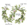 Decorative Flowers 1.8M Silk Artificial Rose Vine Hanging Fake Plants Eucalyptu Garland For Wall Christmas Rattan Wedding Home Decoration