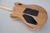 Factory Custom Natural Wood Color elektrische gitaar met gewatteerde esdoorn fineer esdoorn fretboard dubbele rockbrug kan worden aangepast