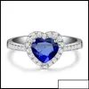 Bande Anneaux Bijoux Bleu Cristal Autrichien Coeur Amour Pour Les Femmes Effacer Strass Romantique Fête De Mariage En Gros Dro Bdehome Otmil