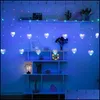 Party Decoration 2.5m EU Plug LED Hj￤rtformad str￤nggardinbelysning Christmas Love Fairy Garlands Outdoor For Wedding GA Packing2010 DHMQ4