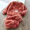 Pyjamas Baby Boy Girl Clothes Set Flanell Fleece Toddler Child Warm Catoon Bear Sleepwear Kids Home Suit Winter Fall vår 1 8y 220922