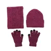 スカーフラップ帽子スカーフグローブセットフリース並んで暖かい冬の編み物の男性女性帽子セットリングスカーフグレーワインレッド220921