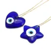 S3229 Turkiet Star Heart Glass Evil Eye Halsband för kvinnor Blue Eyes Pendant Choker Halsband