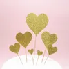 Suministros festivos 7 Uds corazón Cupcake Toppers brillo de madera DIY Po Props para Baby Shower boda San Valentín compromiso
