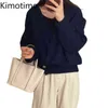 Swetery damskie Kimotimo Twist Kurtka Sweater Kobiet Autumn Design Batwing Rękawka Korei Koreański Temperament Ins Duże Vhals Button Tops J220915