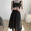 Casual Dresses French Retro Suspender Dress Elegant Women's 2022 Spring and Summer Sundress Sexig Hepburn Black Tank f￶r kvinnor