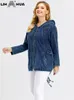 Women s Plus Size Outerwear Coats LIH HUA Denim Jacket Fall Casual High Stretch Hoodie Cotton Knit LP220922