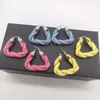 Boucles d'oreilles créoles coréennes 2022 cuir triangulaire torsadé Joyas Druzy rose jaune bleu femmes grands bijoux Sieraden Boho