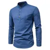 Polos masculinos Camisa de negócios de outono masculino Casual Stand Collar Slim camisas formais roupas masculinas respiráveis ​​220922