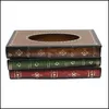 V￤vnadsl￥dor servetter Creative Europe Rec Napkin Paper Retro Style Book Box Luxurious Holder Ring Storage Table Decorati Packing2010 DH3HP