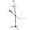 Multifunction Live Broadcast Gooseneck Cell Phone Holder Bracket Tripod with Microphone Stand Pop Filter and Selfie Ring Light