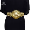 Belts Golden Waist Fashion Women's Metal Wide Waistband Female Luxury Brand Designer Ladies Elastic Belt For Dress 108 220922