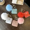 Pompom Leather Bag Keychains Coin Purses Key Chains Rings Holders Fashion PU Pouches Pendant Keyrings Trinkets Cute Women Pom Pom Ball Charms Jewelry Accessories
