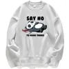 Hoodies masculinos dizem não a fazer coisas panda sono engraçado streetwear moletom masculino retilvers hap capuz jumper tripuneck street manga longa manga longa