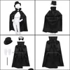 Décoration de fête 5pcs enfants magicien cosplay costume tenue cape chapeau baguette magique gants cravate ensemble pour jeu de rôle Halloween Gran Bdebag Dh7Rl