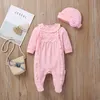 Lente herfst schattig meisje rompers outfits solide kleur lange mouwen kleding baby romper kruipende pak 177 Z2