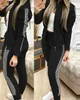 Damen Zweiteiliges Hosenset Frau 2 Stück Hosenanzüge Reißverschluss Jacke Hosen Trainingsanzug Frauen Patchwork Sportbekleidung Lässiger weiblicher Jogginganzug Plus Größe XL 220922