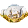 Barraca de bolha inflável de luxo em PVC de 0,6 mm com entrada de túnel de banheiro ao ar livre glamping esfera transparente ar claro cabanas de acampamento Família