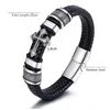 Läder Cross Charm Mans armband rostfritt stålknapp Mens Hip Hop -armband Armband Bangle Cuff Fashion Jewelry Gift
