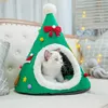 Outono inverno quente pet gato camas de Natal forma de animais de estima￧￣o ninho semi-fechado remov￭vel lav￡vel esponja gatos ninhos de natal suprimentos de estima￧￣o bh7624 tyj
