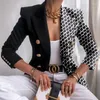 Damespakken mode bovenkleding kantoor dame elegante vlinder afslag kraag dames herfst print blazer jas veer casual lange mouw