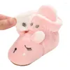 Boots 2022 Chirstmas Unisex Baby Fleece Booties Born Boys Girls Cartoon Plush Cotton Shoes Soft Sole Warm Winter Infant Slippers