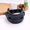 Will and Sandy Modeschmuck Punk-Leder-Armreif mit Manschettenknopf, verstellbares mehrschichtiges Wickelarmband für Männer und Frauen