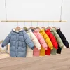Children Winter Boys Girls Coat Light Down Thicken Warm Long Jackets Pure Color Toddler Kids Outerwear