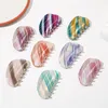 Longueur 9 CM rayé demi-cercle pince à cheveux femmes en plastique grandes griffes de cheveux Clips dame épissage couleur queue de cheval épingles à cheveux accessoires de coiffure en gros