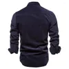 Mense Casual Shirts Single Breasted Cotton Shirt Affär Fashion Solid Color Corduroy Men Autumn Slim