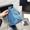 Borsa a tracolla classica con patta da donna francese in denim 19 Borsa a tracolla trapuntata a catena Matelasse Borsa a mano di lusso di grande capacità Borsa a tracolla con chiave cosmetica