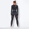 Conjuntos ativos 2 peças Hollow out sem costura conjunto de ioga esportes roupas mulheres pretas colheita de sutiã Leggings de treino de ginástica fitness fitness