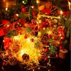 Kerstdecoraties 2m 20Led Christmas Pine Cone Light Copper Wire Fairy Garland String Lights With Bell Waterdichte binnenshuis Event Feest Decor 220921