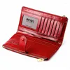 Wallets Big Capacity Genuine Leather Wallet Female Coin Purse Women Portomonee Clutch Clamp Money Bag Card Holders Handy Perse