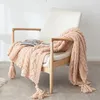 Cobertores Madet Madet Knit Throw Tassels Travel Fringe 130x160cm Sofá de sofá caseiro Cama de cadeira 50 "x62" Rosa amarelo