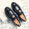 Loafers D72d4 Men Classic Shoes Fashion Round Toe Solid Color Plaid PU Metal Decoration Business Casual Wedding Party Daily Versatile Ad188