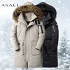 Parkas de plumón para hombre Piel extraíble con capucha Pato blanco Parka para hombre Chaqueta de invierno cálida -30 grados Multi-bolsillo Abrigo casual masculino 220922